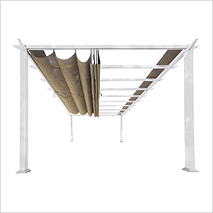 11 x 16 ft. Soft Top Aluminum Pergola (White Frame / Sand Canopy)