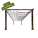 Paragon Outdoor 11 x 16 ft. Florence Soft Top Aluminum Pergola (Chilean Wood / Off White Canopy)