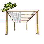 Paragon Outdoor 11 x 11 ft. Florence Soft Top Aluminum Pergola (Canadian Wood / Off White Canopy)