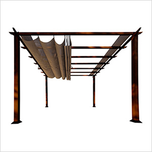 11 x 11 ft. Soft Top Aluminum Pergola (Chilean Wood / Cocoa Canopy)