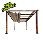 Paragon Outdoor 11 x 11 ft. Florence Soft Top Aluminum Pergola (Chilean Wood / Sand Canopy)
