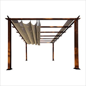 11 x 11 ft. Soft Top Aluminum Pergola (Chilean Wood / Sand Canopy)