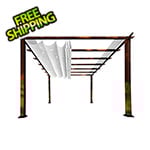 Paragon Outdoor 11 x 11 ft. Florence Soft Top Aluminum Pergola (Chilean Wood / Off White Canopy)