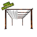 Paragon Outdoor 11 x 11 ft. Soft Top Aluminum Pergola (Chilean Wood / Off White Canopy)