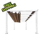 Paragon Outdoor 11 x 11 ft. Florence Soft Top Aluminum Pergola (White Frame / Cocoa Canopy)
