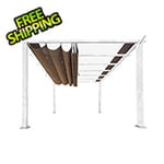 Paragon Outdoor 11 x 11 ft. Soft Top Aluminum Pergola (White Frame / Cocoa Canopy)