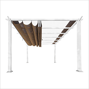 11 x 11 ft. Soft Top Aluminum Pergola (White Frame / Cocoa Canopy)