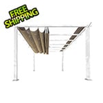 Paragon Outdoor 11 x 11 ft. Soft Top Aluminum Pergola (White Frame / Sand Canopy)