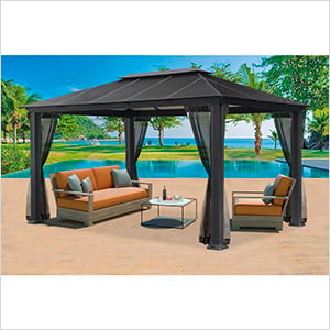 11'8" x 15'7" Santa Monica XL Aluminum Gazebo with Mosquito Netting