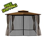 Paragon Outdoor 10 x 12 ft. Barcelona Soft Top Gazebo with Mosquito Netting and Privacy Panels (Cocoa Canopy)