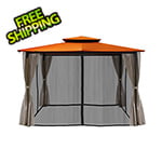 Paragon Outdoor 10 x 12 ft. Barcelona Soft Top Gazebo with Mosquito Netting and Privacy Panels (Rust Canopy)