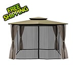 Paragon Outdoor 10 x 12 ft. Santa Fe Gazebo with Mosquito Netting and Privacy Panels (Sand Canopy)