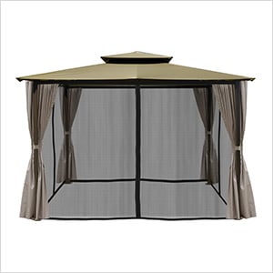 10 x 12 ft. Soft Top Gazebo with Mosquito Netting and Privacy Panels (Sand Canopy)