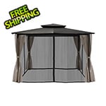 Paragon Outdoor 10 x 12 ft. Soft Top Gazebo with Mosquito Netting and Privacy Panels (Grey Canopy)