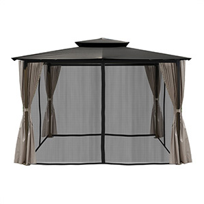 10 x 12 ft. Soft Top Gazebo with Mosquito Netting and Privacy Panels (Grey Canopy)