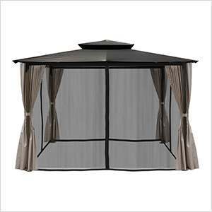 10 x 12 ft. Soft Top Gazebo with Mosquito Netting and Privacy Panels (Grey Canopy)