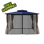 Paragon Outdoor 10 x 12 ft. Soft Top Gazebo with Mosquito Netting and Privacy Panels (Navy Canopy)