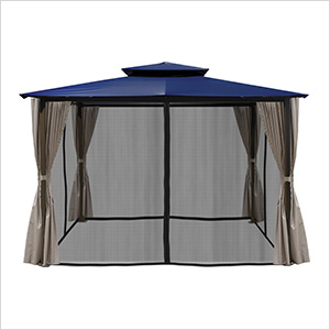 10 x 12 ft. Soft Top Gazebo with Mosquito Netting and Privacy Panels (Navy Canopy)