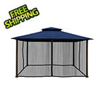 Paragon Outdoor 11 x 14 ft. Kingsbury Soft Top Gazebo with Mosquito Netting (Navy Canopy)