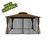 Paragon Outdoor 11 x 14 ft. Soft Top Gazebo with Mosquito Netting and Privacy Panels (Cocoa Canopy)