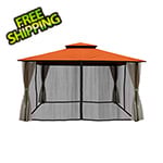 Paragon Outdoor 11 x 14 ft. Kingsbury Soft Top Gazebo with Mosquito Netting and Privacy Panels (Rust Canopy)