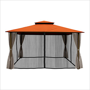 11 x 14 ft. Soft Top Gazebo with Mosquito Netting and Privacy Panels (Rust Canopy)