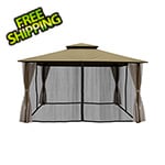 Paragon Outdoor 11 x 14 ft. Soft Top Gazebo with Mosquito Netting and Privacy Panels (Sand Canopy)