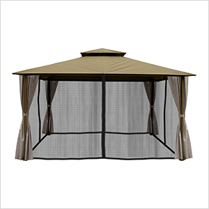 11 x 14 ft. Soft Top Gazebo with Mosquito Netting and Privacy Panels (Sand Canopy)