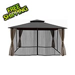 Paragon Outdoor 11 x 14 ft. Soft Top Gazebo with Mosquito Netting and Privacy Panels (Grey Canopy)