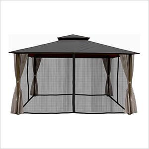 11 x 14 ft. Soft Top Gazebo with Mosquito Netting and Privacy Panels (Grey Canopy)