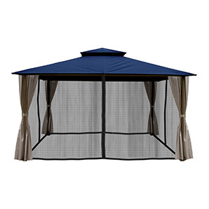 11 x 14 ft. Soft Top Gazebo with Mosquito Netting and Privacy Panels (Navy Canopy)