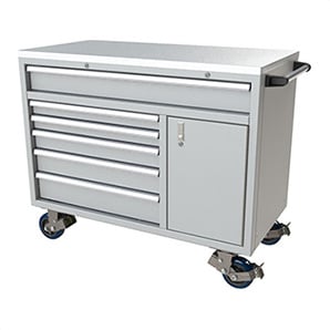 6-Drawer / 1-Door Light Grey Aluminum Tool Cabinet