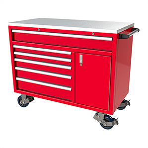 6-Drawer / 1-Door Red Aluminum Tool Cabinet