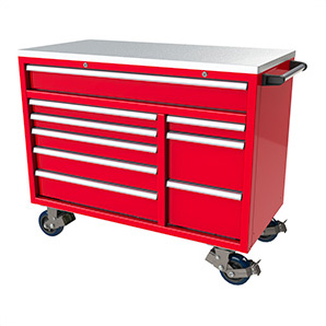 9-Drawer Red Aluminum Toolbox
