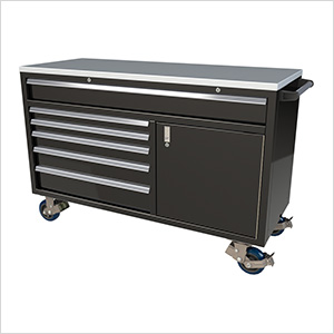 6-Drawer / 1-Door Black Aluminum Tool Chest