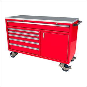 6-Drawer / 1-Door Red Aluminum Tool Chest