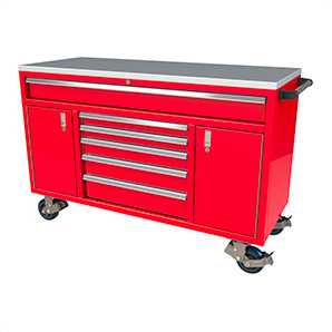 6-Drawer / 2-Door Red Aluminum Toolbox