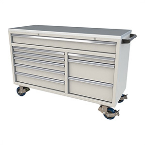 9-Drawer Light Grey Aluminum Tool Cabinet