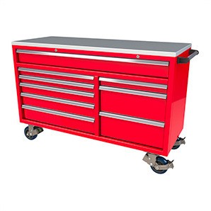 9-Drawer Red Aluminum Tool Cabinet