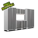 NewAge Garage Cabinets PRO Series 3.0 White 7-Piece Set with Stainless Steel Top and LED Lights