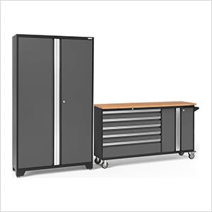 BOLD Grey 2-Piece Project Center Set with Bamboo Top