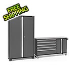 NewAge Garage Cabinets BOLD 3.0 Grey 2-Piece Project Center Set with Stainless Steel Top