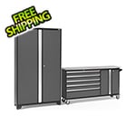 NewAge Garage Cabinets BOLD Grey 2-Piece Project Center Set with Stainless Steel Top