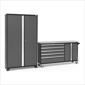 BOLD Grey 2-Piece Project Center Set with Stainless Steel Top