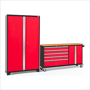 BOLD Red 2-Piece Project Center Set with Bamboo Top