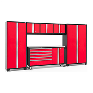 BOLD Red 6-Piece Project Center Set with Stainless Steel Top
