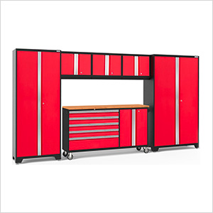 BOLD Red 6-Piece Project Center Set with Bamboo Top and LED Lights