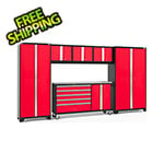 NewAge Garage Cabinets BOLD Red 6-Piece Project Center Set with Stainless Steel Top and LED Lights