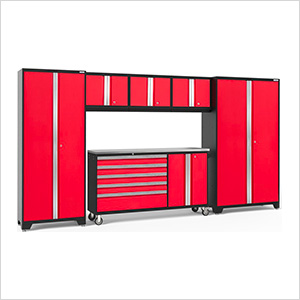 BOLD Red 6-Piece Project Center Set with Stainless Steel Top and LED Lights