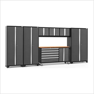 BOLD Grey 7-Piece Project Center Set with Bamboo Top and LED Lights